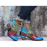 Difumos Ženske Kratke Čizme Chunky Visoke Potpetice Čizme Čizme Gležnjače Casual Vintage Zimske Cipele
