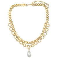 Seren nakit ženski simulirani biser i ogrlica od 14k zlata