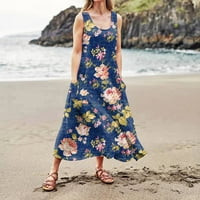 MLQIDK ženske haljine proljeće labavo odijelo pamučna posteljina duga haljina ljetna plaža haljina za