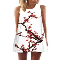 Avamo ženske kratke Mini haljine Swing Summer Sundress Floral Print Tank Dress Ladies Retro Bohemian WXLYQ