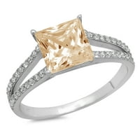 2. ct sjajan princeza rez prirodni Morganit 14k Bijelo zlato Solitaire sa akcentima prsten SZ 3.75