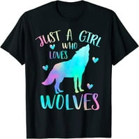 Samo djevojka koja voli vukove vodene boje slatka vukova ljubitelj, majica kratkih rukava