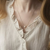 Anavia slatkovodna bijela biserna ogrlica - kultivirani biserni privjesak Sterling Srebrna ogrlica za