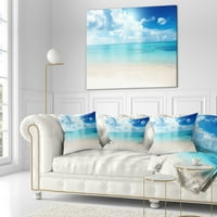 Designart pijesak plaže u plavom Karipskom moru - moderni jastuk za bacanje morskog pejzaža - 16x16