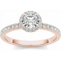 Karat TW dijamant jedan Halo 14kt zaručnički prsten od ružičastog zlata