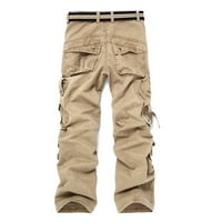 Muške haljine hlače za muškarce za muškarce Cargo High Squik porast dugačka ravna noga Khaki l