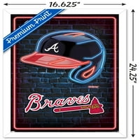 Atlanta Braves-Neonski Zidni Poster Za Kacigu, 14.725 22.375 Uokviren