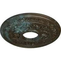 Ekena Millwork 3 8 od 1 4 ID 1 2 P Baltimore plafon medaljon, ručno oslikana Bronze Blue Patina