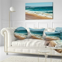 Designart idealna plava Atlantska plaža ljeti - jastuk za bacanje na obalu mora-12x20