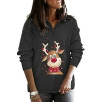 Aloohaidyvio Terra i Sky Božićni vrhovi, ženski džemper sa printom za Božićne praznike Casual bluza dugih