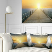PromenArtirt okean zalazak sunca sa pristaništem - jastuk za bacanje mora - 18x18