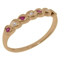 British napravio 9k ružičasti kultivirani biser i rubin ženski vječni prsten - Opcije veličine - veličina