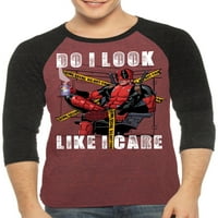 Marvel Deadpool Muška četverokutna grafička majica Raglan, do veličine 2XL
