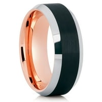 Ružičasti zlatni volfram prsten, crni vjenčani prsten, volfram karbidni prsten, crni vjenčani prsten,