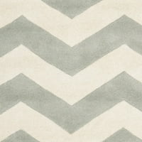 Chatham Jake Zigzag Stripes Propise vunene površine, siva slonovača, 9 '9'