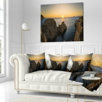 Designart Ibiza Island mediteranski Zalazak sunca - pejzažni štampani jastuk za bacanje - 18x18