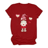 Valentinovo ženske ženske grafike casual slatka gnome košulje kratkih rukava Crewneck Heart tiskani bluza