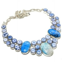 Plavi solarni kvarcni draguljski ogrlica od srebrnog nakita 18