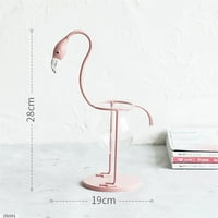 PUDCOCO Nordic Creative Flamingo Hydroponic držač biljnog držača vaze kovanog željeznog staklenog stakla