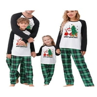 Božićne pidžame za porodično podudaranje, dugih rukava Santa Tree Ispis Raglan vrhovi pletene hlače za