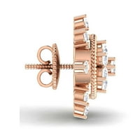 PAVE 0. CTS okrugli sjajni rez prirodni dijamanti Stud naušnice u znak Hallmark 14K ružičastog zlata