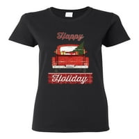 Sretan odmor Jolly Red Creding Božićna ženska grafička majica, crna, mala