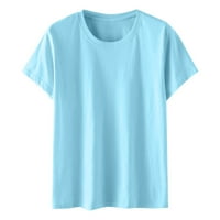 Simplmasygeni ženski vrhovi ljetni klirens Ženska Moda čvrsti okrugli vrat kratki rukav majica bluza labavi