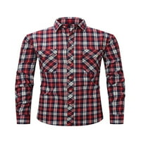 Woobling Men Tops Rever Neck Shirts Regular Fit Tunika Shirt Mens Classic Travel Bluza Vino Crvena Tamno