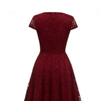 Ljetne haljine za žene okrugli izrez boemska čipka asimetrična a-linija za odmor bez rukava Crvena l