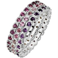 Sterling Silver Eternity of color ring Set