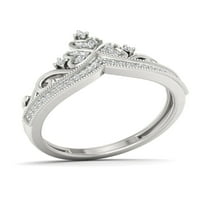 1 8ct TDW dijamant 10k bijeli Zlatni krunski modni prsten