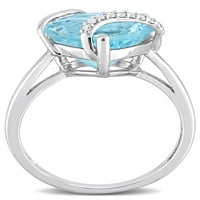 Miabella ženski karat T. G. W. Nebesko plavi Topaz i dijamantski naglasak srebrni kameni prsten