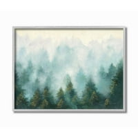 Stupell Industries apstraktni pejzaž borove šume sa slikom zelene magle uokvireni zidni umjetnički dizajn