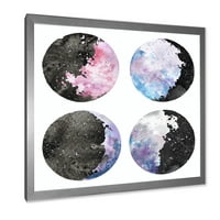 Designart' mjesečeve faze s nebom i zvijezdama ' boemski i eklektični uokvireni umjetnički Print