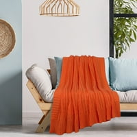 Jedinstvena povoljna ponuda pamučni kabel pletene bacanje kreveta, narančasto crveno, blizance