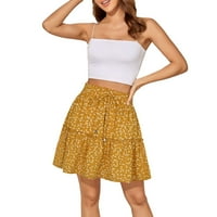 Xiuh Polka Dot Print Mini ženske suknje visoki struk plutajući ruffle a-line kratka suknja za žene žute