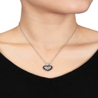 Crna dijamant-akcent Sterling srebrna ogrlica od srca