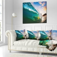 Designart okeanski talas u zalasku sunca - jastuk za bacanje fotografije - 16x16
