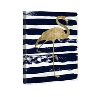 Wynwood Studio Životinje Zid Art Platnene Grafike' Flamingo ' Ptice - Plava, Zlatna