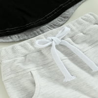Carolilly Baby Boy ljetna odijela za odjeću, kratke majice s rukavima u kontrastnoj boji + elastični šorc