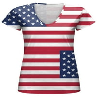 Avamo dame Ljeto vrhovi Američka zastava Štampaj majica V izrez Majica Dailywer Pulover Casual Tee Style