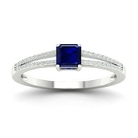 Imperial dragi kamen 10k Bijelo zlato smaragdno rezano plavi safir CT TW dijamant Ženski modni prsten