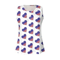 Majice za žene 4. jula Dan nezavisnosti Plus Size Američki štampani V izrez kratki rukav sa dugmetom pulover