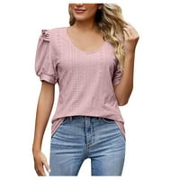 Modni Casual udoban t-shirt za žene jednobojni V-izrez kratki rukav Top bluza