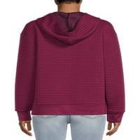 Time i Tru ženski prošiveni pulover sa pola patent zatvarača