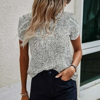 Ljetne košulje za žene Trendy Leopard tiskane kraljevske majice čipke TRIM PETAL kratki rukav casual bluze