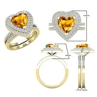 DazzlingRock kolekcija srčani citrinski i okrugli bijeli dijamant Double Halo angažman prstena za žene