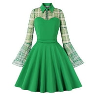 Gotyou haljine ženske zabave talasna tačka boja Dugi rukav Retro haljina rukav Grenadine haljina zelena