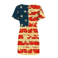 Lovskoo Žene dame 4. Jula na vrhu američke zastave zvijezde Top Sun haljine Ljeto Vintage Casual Dan nezavisnosti