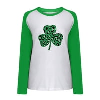 Majica za Dan svetog Patrika za žene patuljci koji drže Shamrock Colorblock Dugi rukav Duks Irska djetelina
